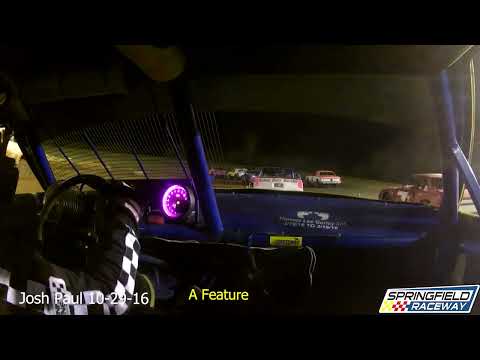 Josh Paul A Feature In Car Camera 10-29-16 Springfield Raceway - dirt track racing video image