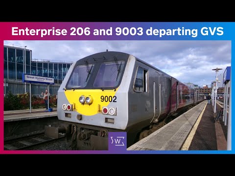 Enterprise no. 206 & 9002 departing from Belfast Great Victoria Street