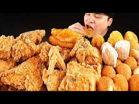 바삭한 후참 후라이드치킨과 치즈볼 4가지 먹방~!! 리얼사운드 ASMR social eating Mukbang(Eating Show)