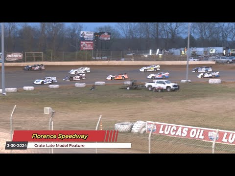 Florence Speedway - Crate Late Model Feature - 3/30/2024 - dirt track racing video image