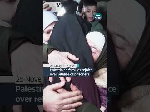 Palestinian families were in tears as they welcomed prisoners home #itvnews #israel #palestine