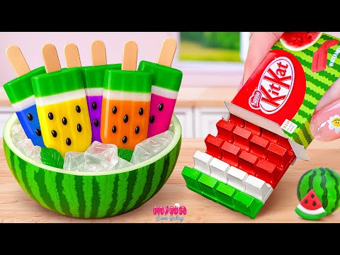 🍉Rainbow Ice Cream vs Watermelon KitKat Cake🍉The Best Mini Summer Dessert Recipe | Mina Sweet Baking