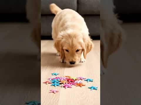 Puppy vs colorful starfish 🐶✨ Relaxing ASMR #shorts #puppy #dog