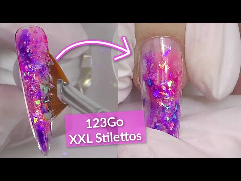 Inlay Nail art with 123Go Stiletto Full Cover Tips