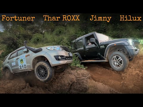 Fortuner, Thar ROXX, Jimny, Hilux : Offroading on a Washed out track