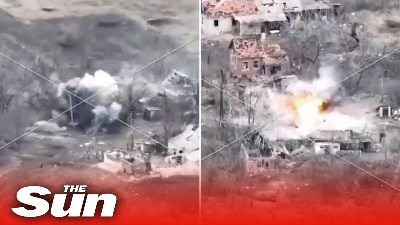 Ukrainian artillery destroys Russian Troops hiding in buildings near Bakhmut