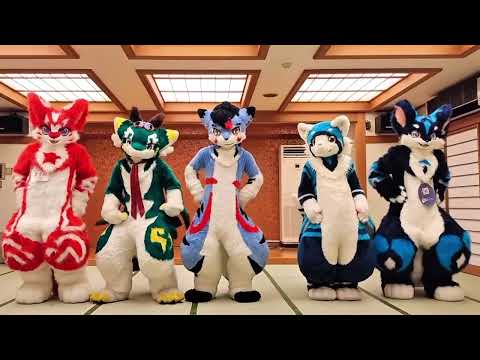 着ぐるみ5匹のフリフリ Five character in kemono fursuits gathered!