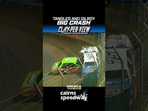 Tangles Rollover in Cairns! #modifiedsedans #cairnsspeedway #dirttrackracing - dirt track racing video image