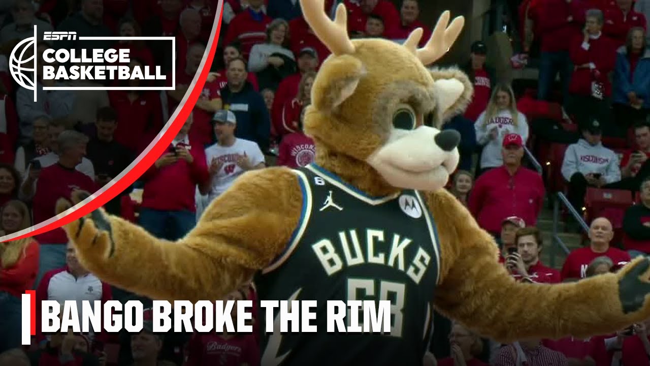 Wisconsin game delayed after Bucks mascot Bango broke the rim 🤣 | ESPN College Basketball