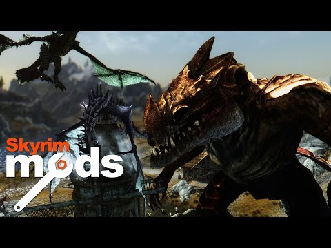 Giant Skyrim Godzilla VS Dragon Horde - Top 5 Skyrim Mods of the Week - UCbu2SsF-Or3Rsn3NxqODImw