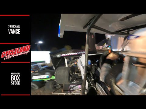 Cycleland Speedway Onboard: 76 Michael Vance Restricted Box Stock Outlaw Kart - dirt track racing video image