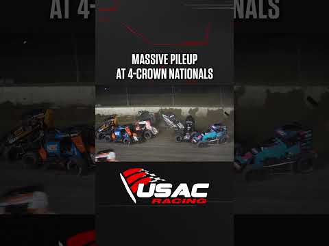 😳 An alternate view of the scary USAC Midget pileup at the #4crown. Everyone was ok! #USAC - dirt track racing video image