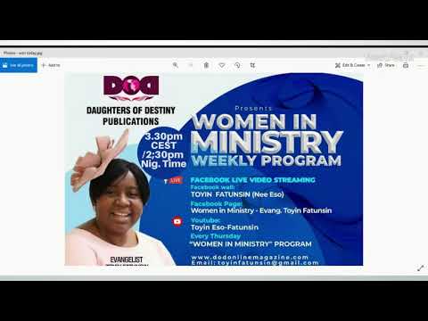 WOMEN IN MINISTRY WEEKLY PROGRAM  19/08/21 - OVERFLOWING MINISTER
