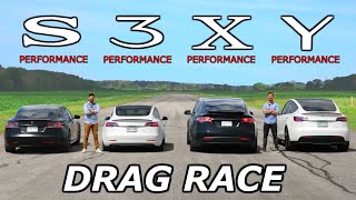Tesla Model S vs 3 vs X vs Y - Wyścig modeli PERFORMANCE