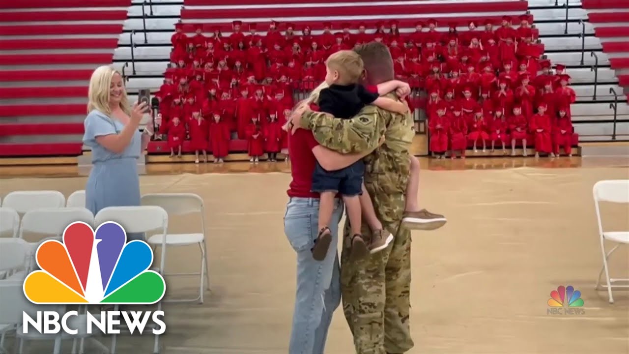 National Guard pilot’s surprise family reunion at son’s kindergarten graduation