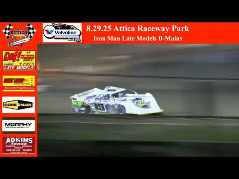 August 29th 2025 | Attica Raceway Park | Iron Man Man Late Models B-Mains - dirt track racing video image