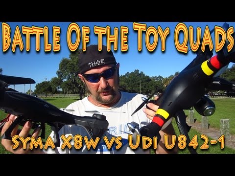 Battle of the Toy Quads - Syma X8W vs UDI U842-1 Lark Drones!!! (10.18.2015) - UC18kdQSMwpr81ZYR-QRNiDg