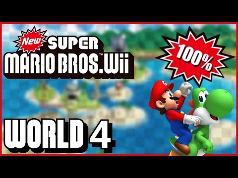 New Super Mario Bros Wii - World 4 (Ocean) 100% multiplayer walkthrough - UCWkvUWeJiP2laYO1bDjkoqA