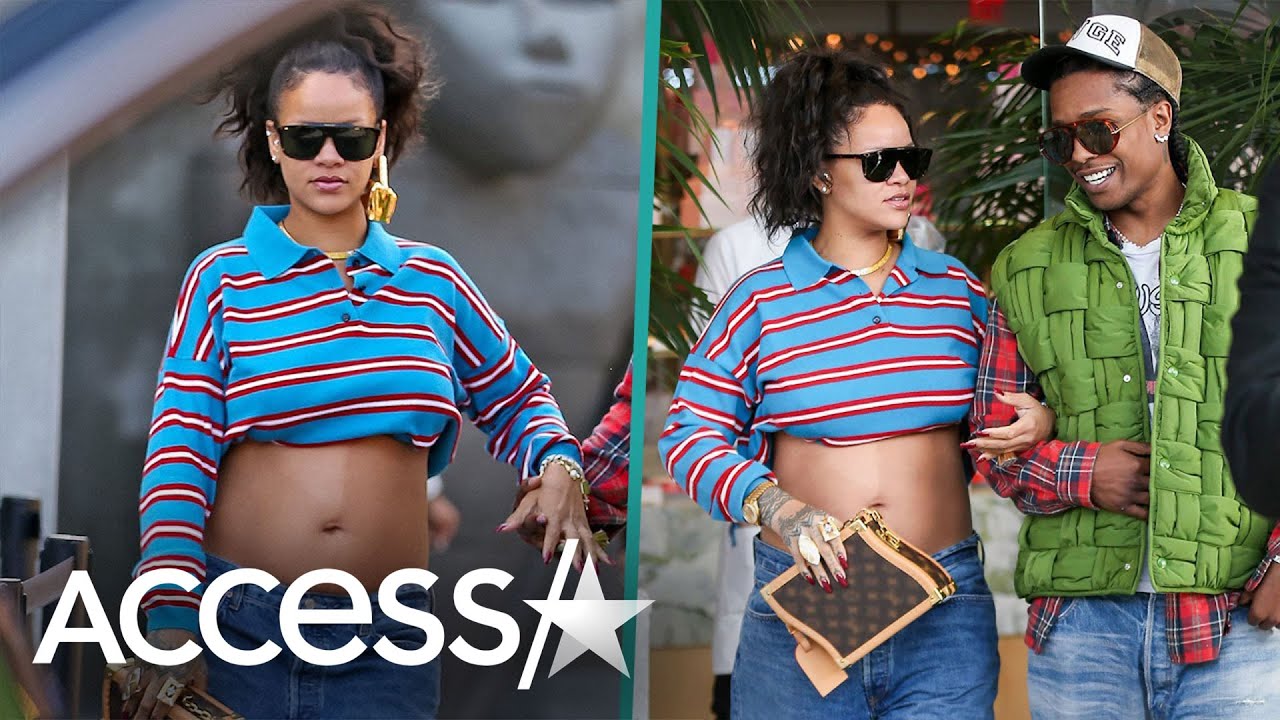 Rihanna Bares Baby Bump In Crop Top While Holding Hands w/ A$AP Rocky