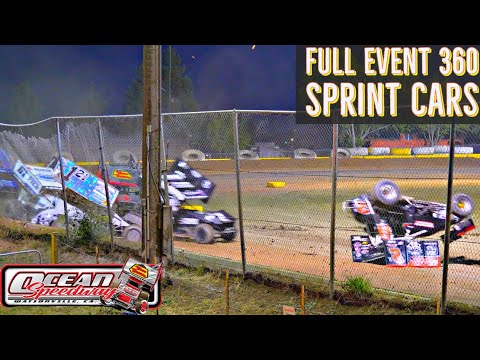 FULL EVENT Taco Bravo 360 Winged Sprint Car Ocean Speedway July 28, 2023 - dirt track racing video image