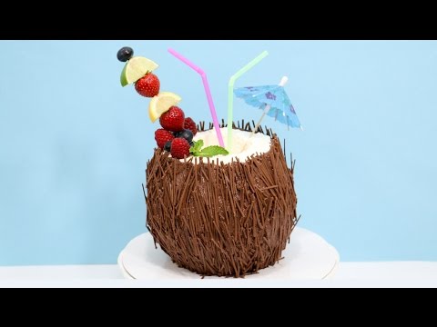 Coconut Cocktail 3D Cake  - How To Decorate with Chocolate by CakesStepbyStep - UCjA7GKp_yxbtw896DCpLHmQ