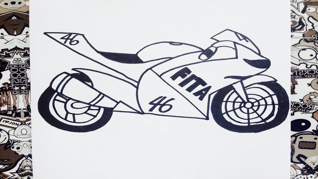 Como dibujar una moto | how to draw bike | Racer.lt