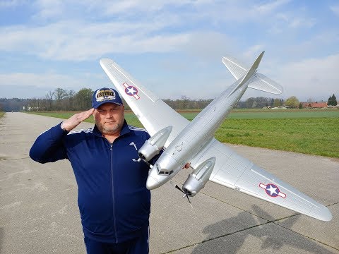 HobbyKing C-47 Skytrain Military Transport EPO 1600mm PNF Maiden flight - UC3RiLWyCkZnZs-190h_ovyA