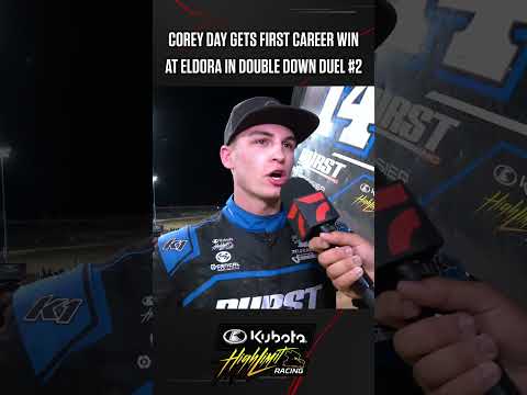 🏁 Corey Day earned his first Eldora victory in Double Down Duel #2. 🏆  #kubota #highlimitracing - dirt track racing video image