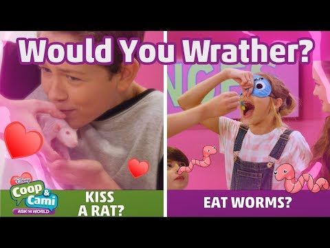 Kiss A Hairless Rat or Eat Worms? | Coop & Cami Ask the World | Disney Channel - UCw7SNYrYei7F5ttQO3o-rpA