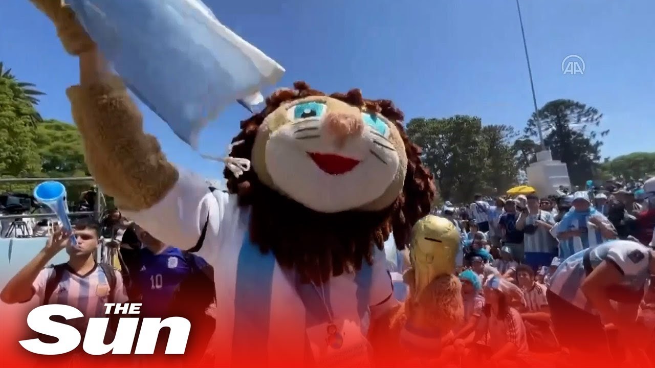 Argentina fans cheer on their team in Buenos Aires for World Cup final