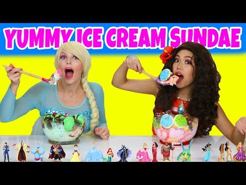 ELSA VS MOANA YUMMY YUMMY ICE CREAM SUNDAE CHALLENGE. (Totally TV Dress Up Characters) - UCPOIFuct7fjWKkiDRTNJqrg