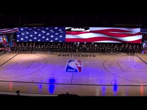 @Jon Batiste Performs National Anthem As Jazz & Pelicans Kneel In Solidarity Ahead Of NBA Restart