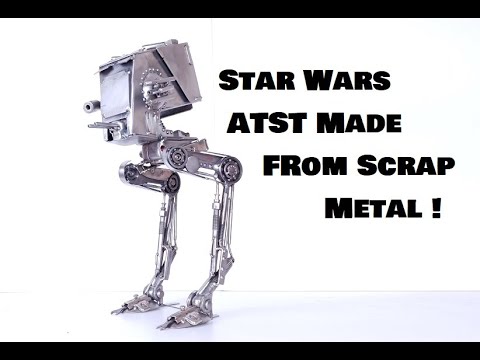 Star Wars AT-ST Walker Created from Recycled Scrap Metal