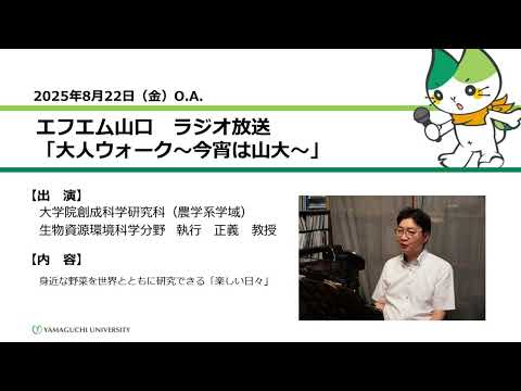 身近な野菜を世界とともに研究できる「楽しい日々」 大学院創成科学研究科(農学系学域) 教授 執行 正義(25.8.22 OA)【山口大学大人ウォーク~今宵は山大~】