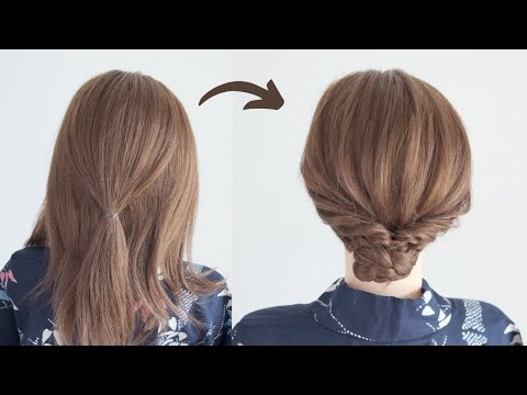 着物や浴衣におすすめの簡単ヘアアレンジ!ピン挿しが苦手な方やセルフにも◎ l Easy Hairstyle Tutorial for Short to Medium Hair