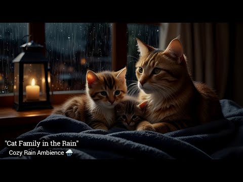 Cozy Cat Family in the Rain – Relaxing Rain Sounds for Sleep & Comfort (1 Hour)