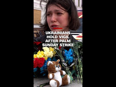 ‘I only feel anger’: Ukrainians hold vigil following deadly Palm Sunday bombing