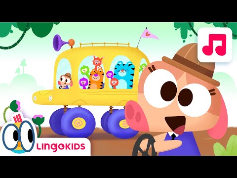 The WHEELS ON THE BUS in the JUNGLE 🙉🐯| Nursery Rhymes | Lingokids