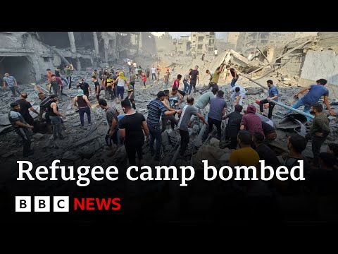 Many people killed in Israeli airstrike on Gaza refugee camp - BBC News