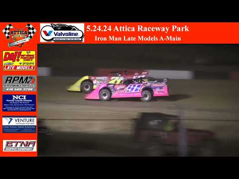 5.24.24 Attica Raceway Park Iron Man Late Models A-Main - dirt track racing video image