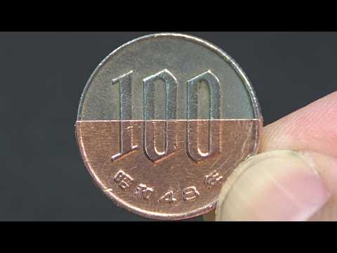 半分10円玉素材の100円玉を磨きました#asmr #自由研究