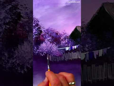 Lavender Sunrise | Quick Acrylic Painting | Oval Brush Art