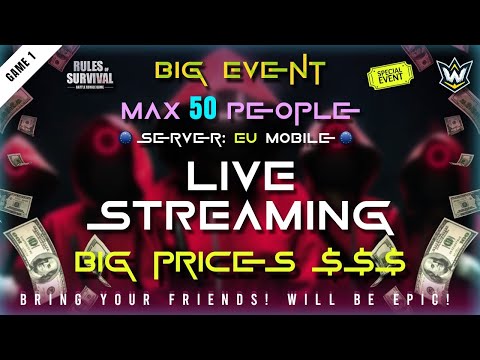 LIVE - Rules Of Survival Squid Game With Subscribers! Big Cash Prices $$$ Everyone is invited!