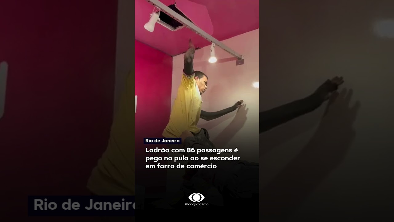 Ladrão com 86 passagens é pego no pulo ao se esconder em forro de comércio no Rio