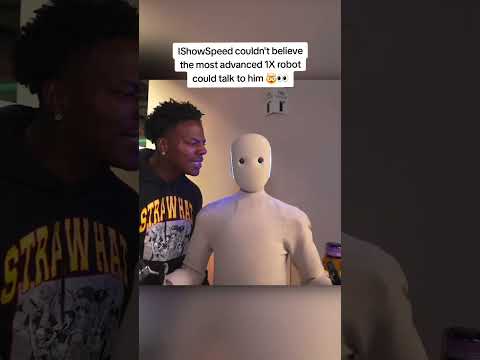IShowSpeed couldn't believe the most advanced 1X robot could talk to him 🤯👀 #ishowspeed  #shorts
