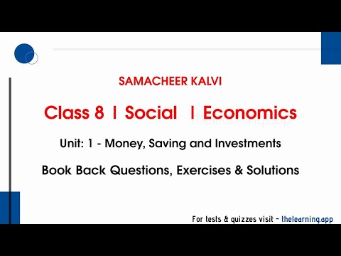 Money, Saving and Investments Exercises | Unit 1| Class 8 | Economics | Social | Samacheer Kalvi