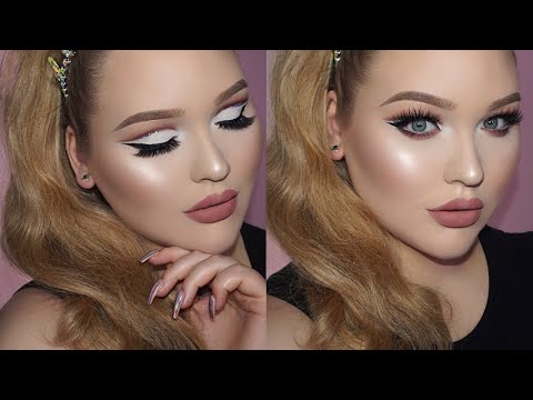 GLAM Sparkly Cut Crease Makeup - Matte Nude Lips Tutorial