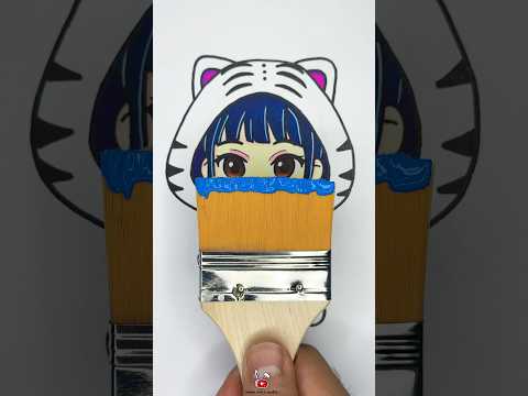 Kpop Demon Hunters Zoey Beautiful Acrylic Paint With Brush 🥰❤️ #satisfying #art #drawing #kpop