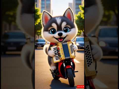 The Little Husky Puppy and the Accordion. #puppy #shorts