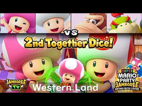 Super Mario Party Jamboree TV Toadette & Toad vs DK & Bowser Jr in Western Land